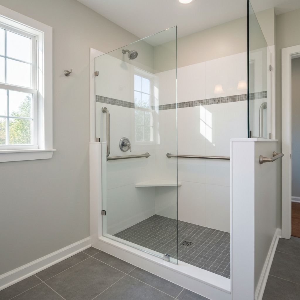 Accessible shower renovation with grab bars in Jefferson City, Missouri