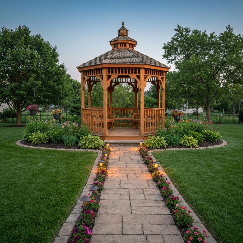 Gazebo with stone pathway in Jefferson City, Missouri