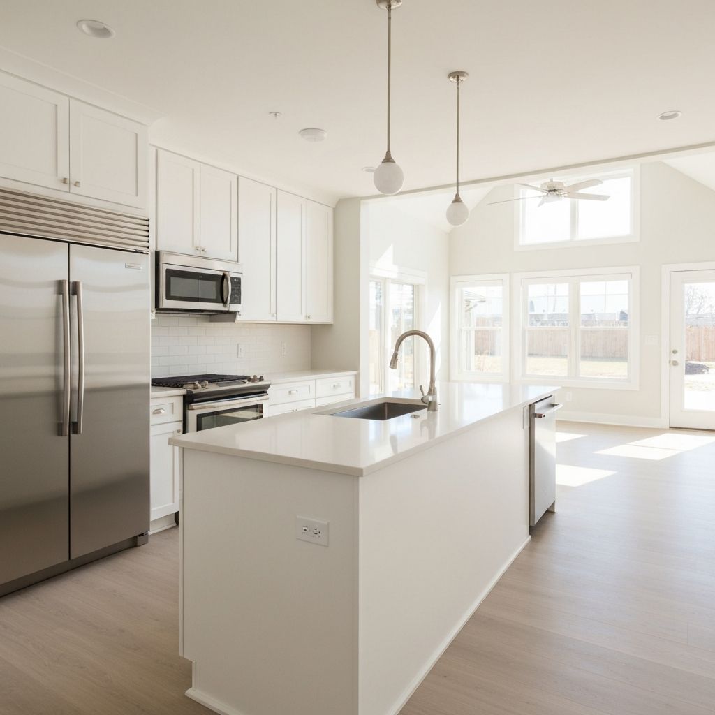 Open-concept kitchen remodel with stainless appliances in Columbia, Missouri