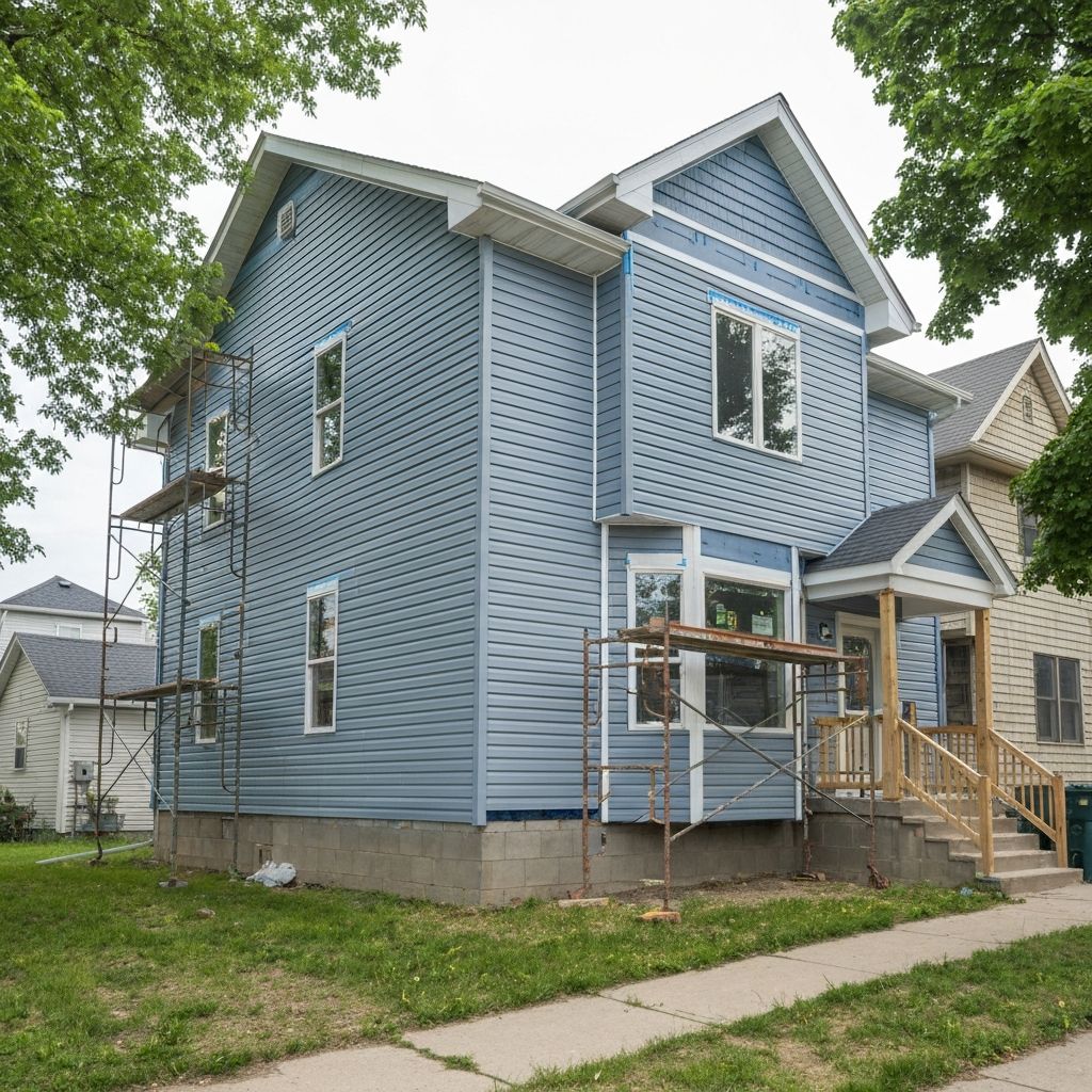 Siding replacement on a two-story home in Macon, Missouri