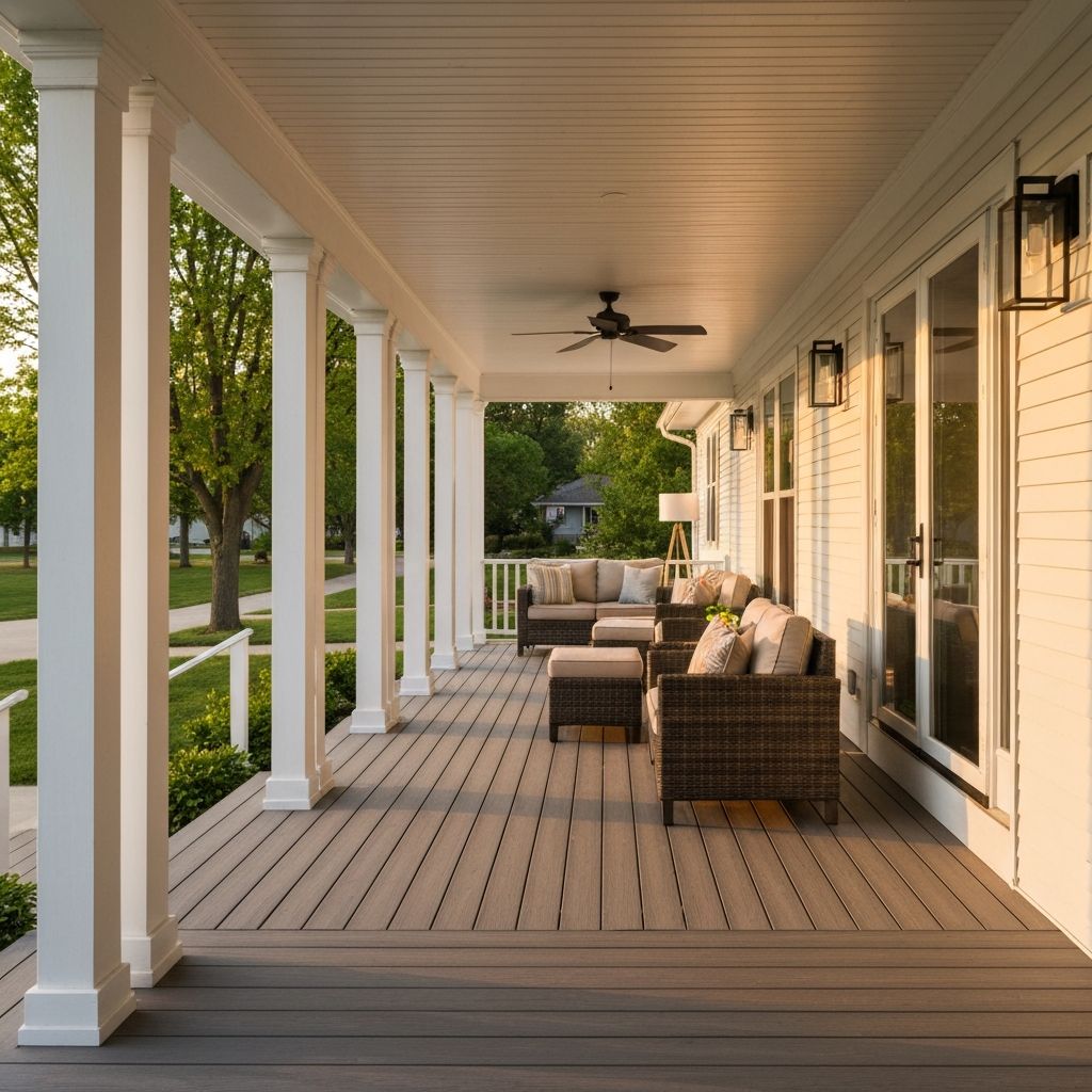 Covered porch with ceiling fan in Macon, Missouri