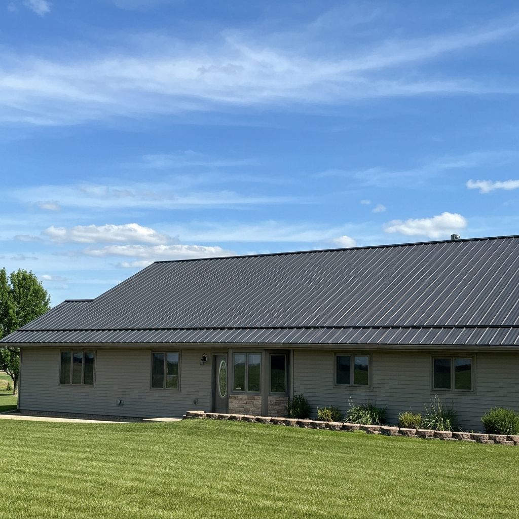 Standing seam metal roof installed on a residential home in Macon Missouri